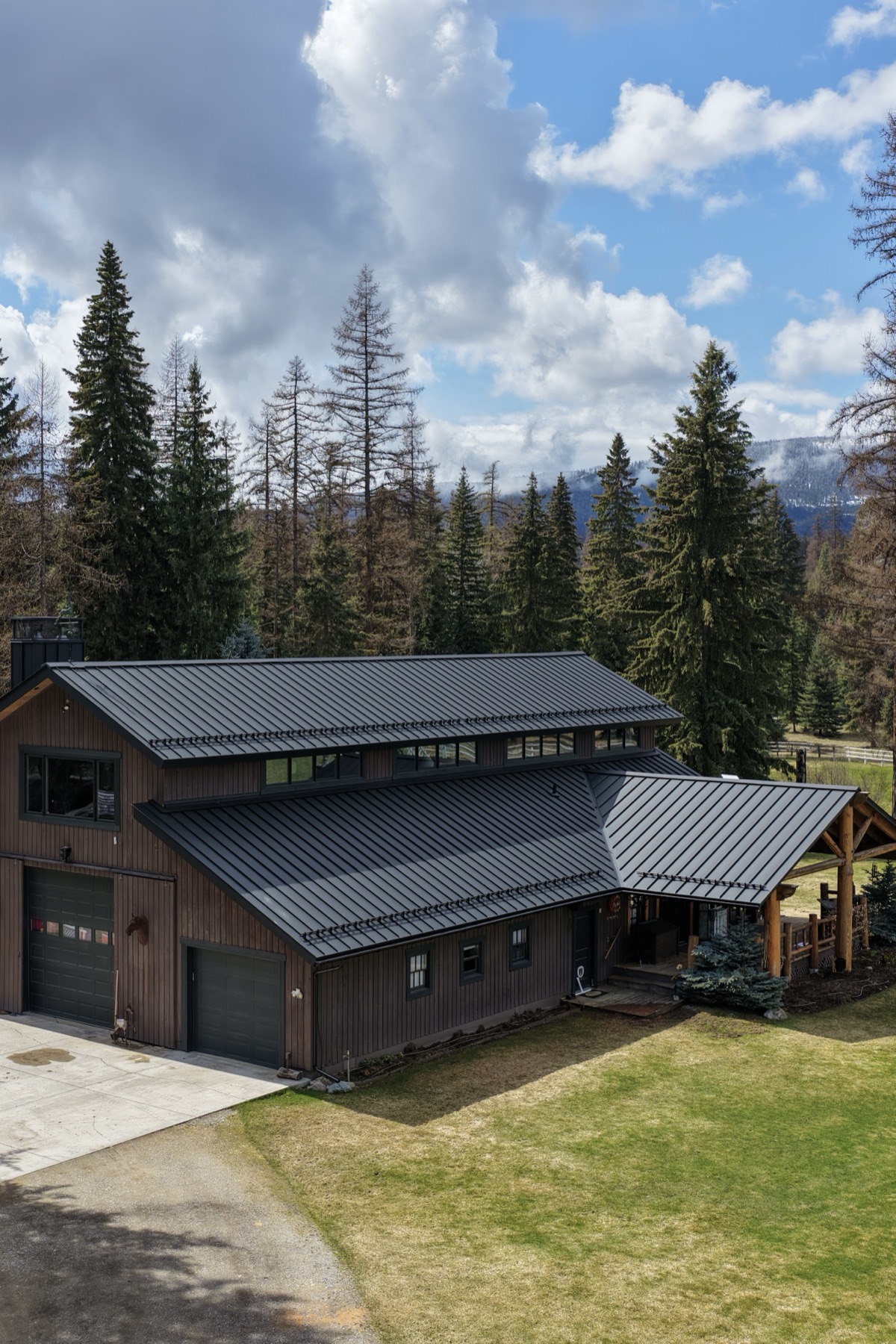 Barndominium elevation — wall and roof in one finish